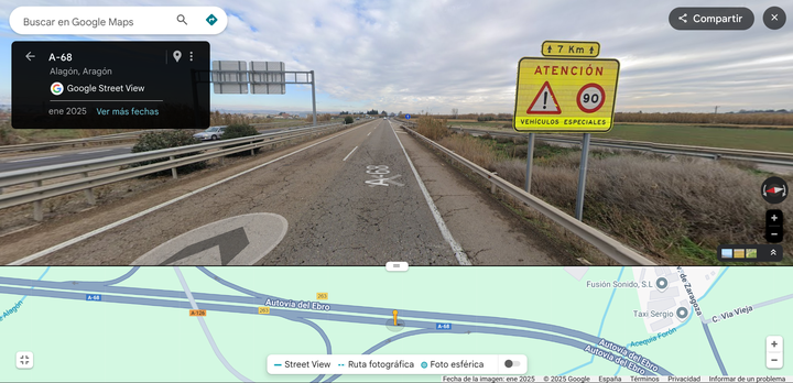 Señal de límite de velocidad a 90 pasado el km.263 sentido Zaragoza